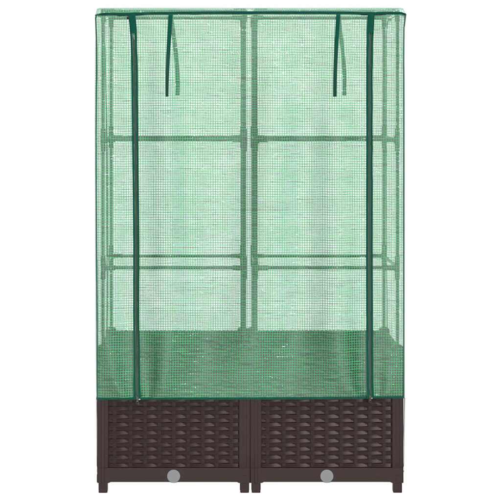 højbed med drivhusovertræk 80x40x138 cm rattan-look
