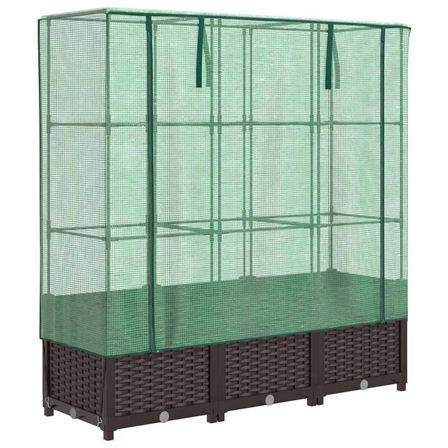 højbed med drivhusovertræk 120x40x138 cm rattan-look
