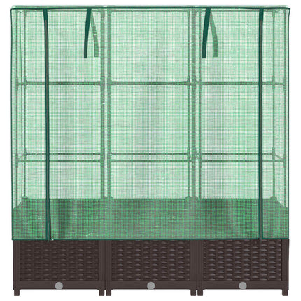 højbed med drivhusovertræk 120x40x138 cm rattan-look