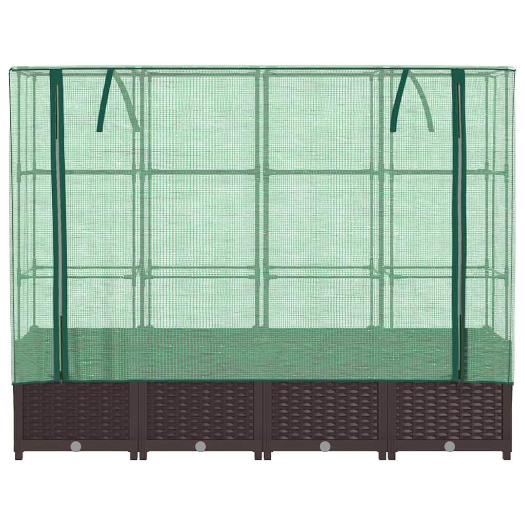 højbed med drivhusovertræk 160x40x138 cm rattan-look
