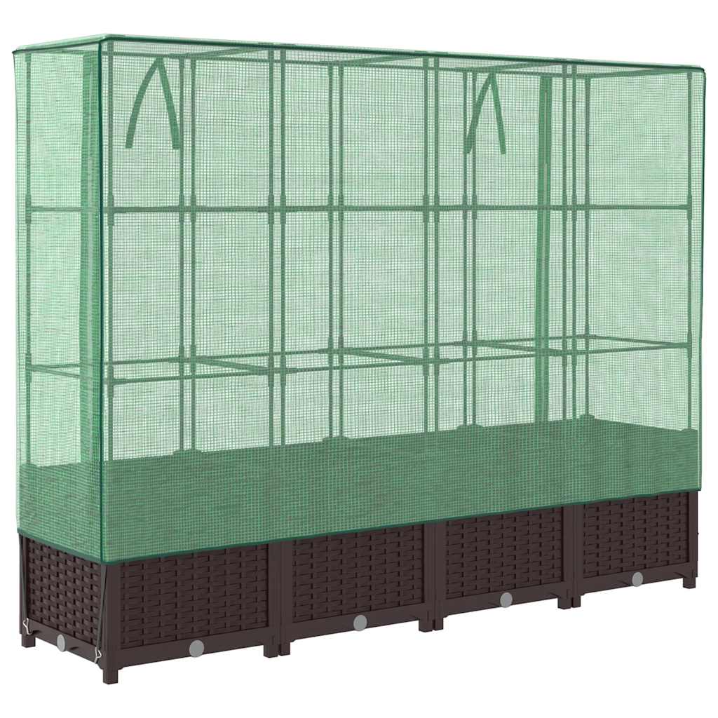højbed med drivhusovertræk 160x40x138 cm rattan-look