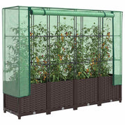 højbed med drivhusovertræk 160x40x138 cm rattan-look