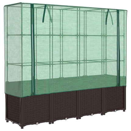 højbed med drivhusovertræk 160x40x153 cm rattan-look
