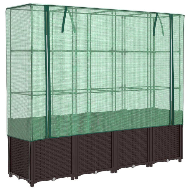 højbed med drivhusovertræk 160x40x153 cm rattan-look