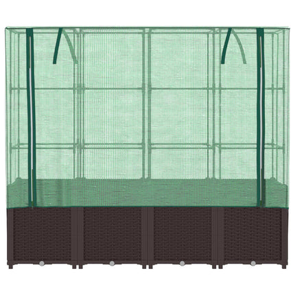 højbed med drivhusovertræk 160x40x153 cm rattan-look