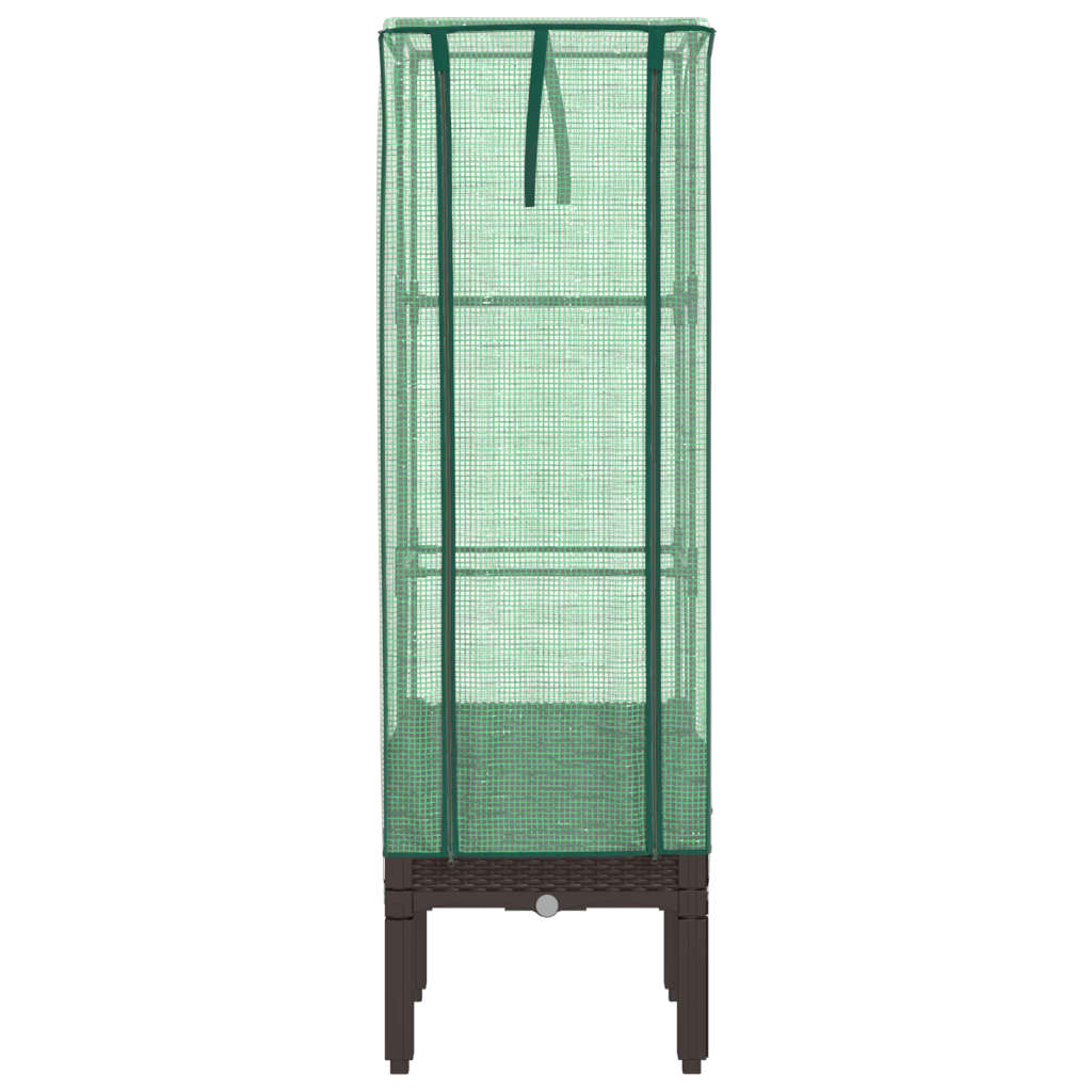højbed med drivhusovertræk 40x40x140 cm rattan-look