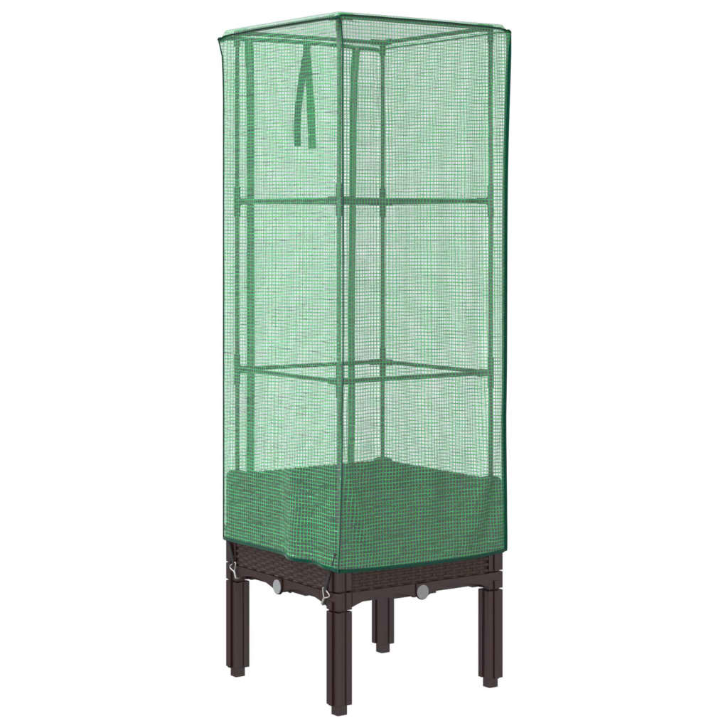 højbed med drivhusovertræk 40x40x140 cm rattan-look