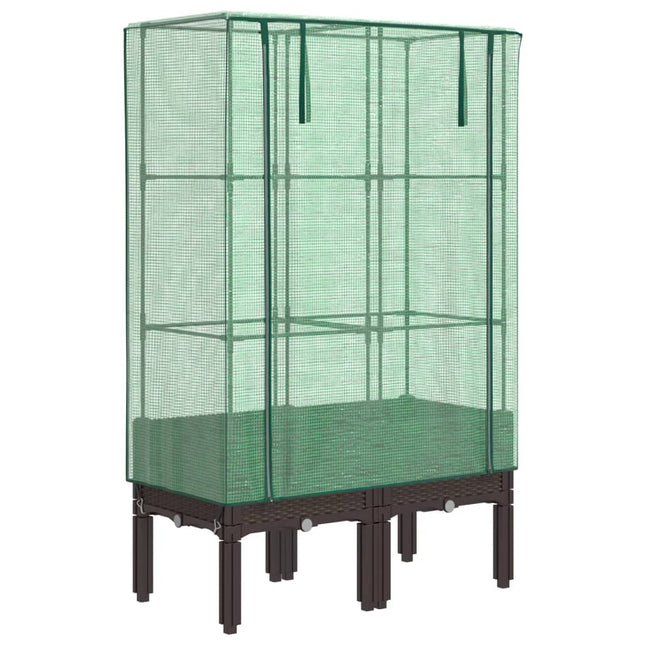 højbed med drivhusovertræk 80x40x140 cm rattan-look