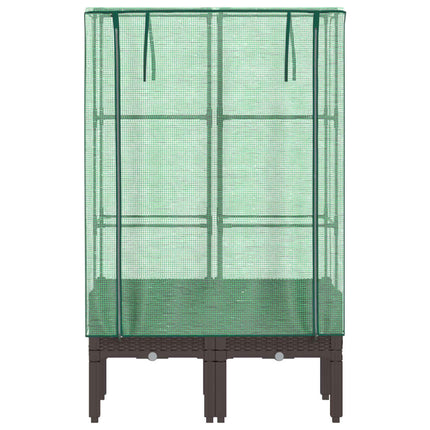 højbed med drivhusovertræk 80x40x140 cm rattan-look