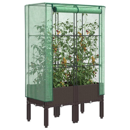 højbed med drivhusovertræk 80x40x140 cm rattan-look