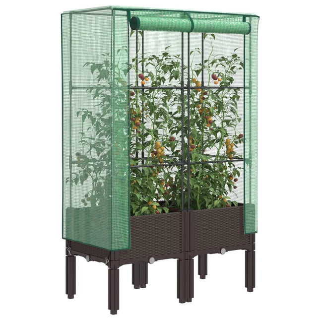 højbed med drivhusovertræk 80x40x140 cm rattan-look