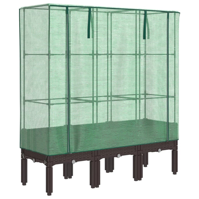 højbed med drivhusovertræk 120x40x140 cm rattan-look
