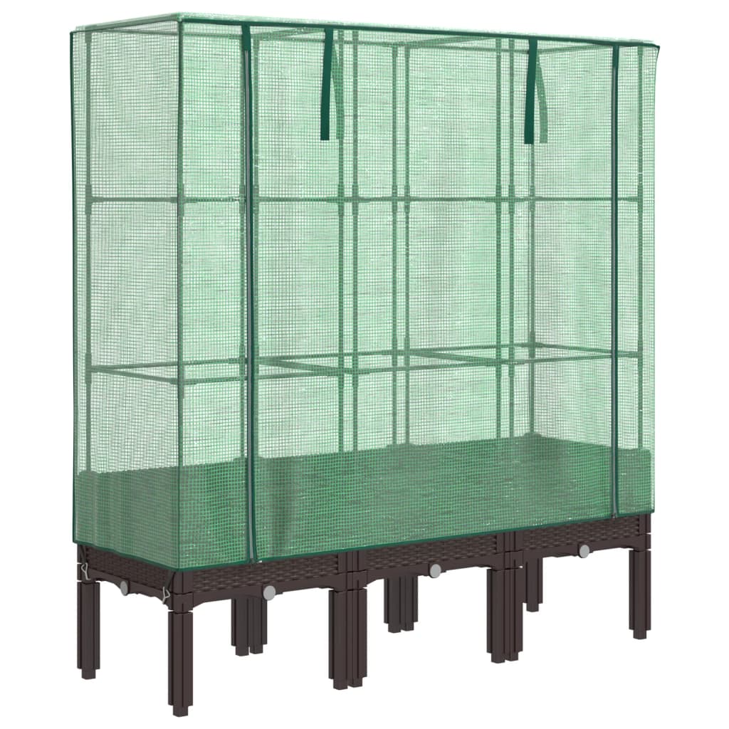 højbed med drivhusovertræk 120x40x140 cm rattan-look