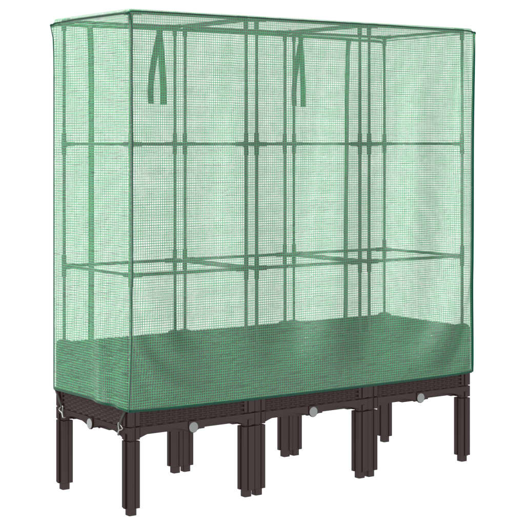 højbed med drivhusovertræk 120x40x140 cm rattan-look
