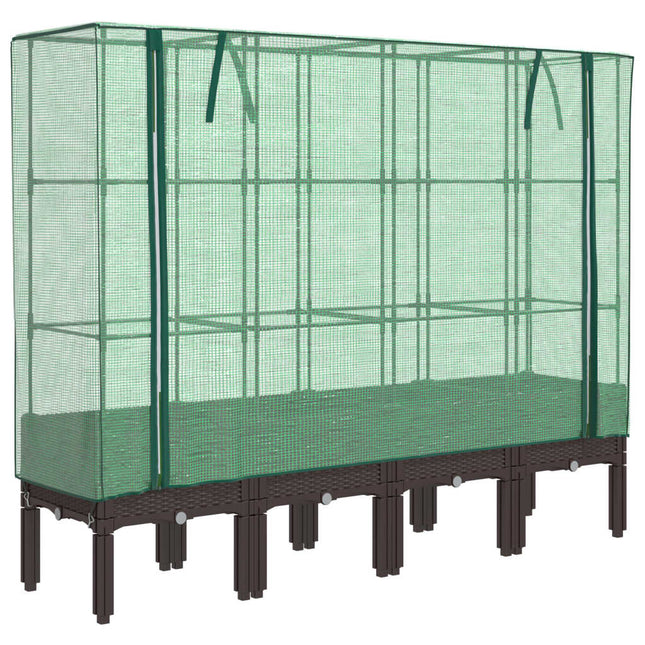højbed med drivhusovertræk 160x40x140 cm rattan-look
