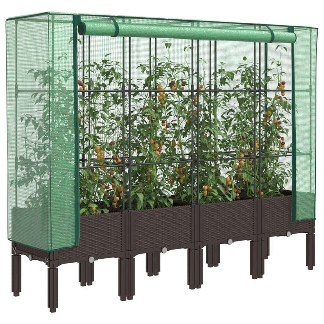 højbed med drivhusovertræk 160x40x140 cm rattan-look
