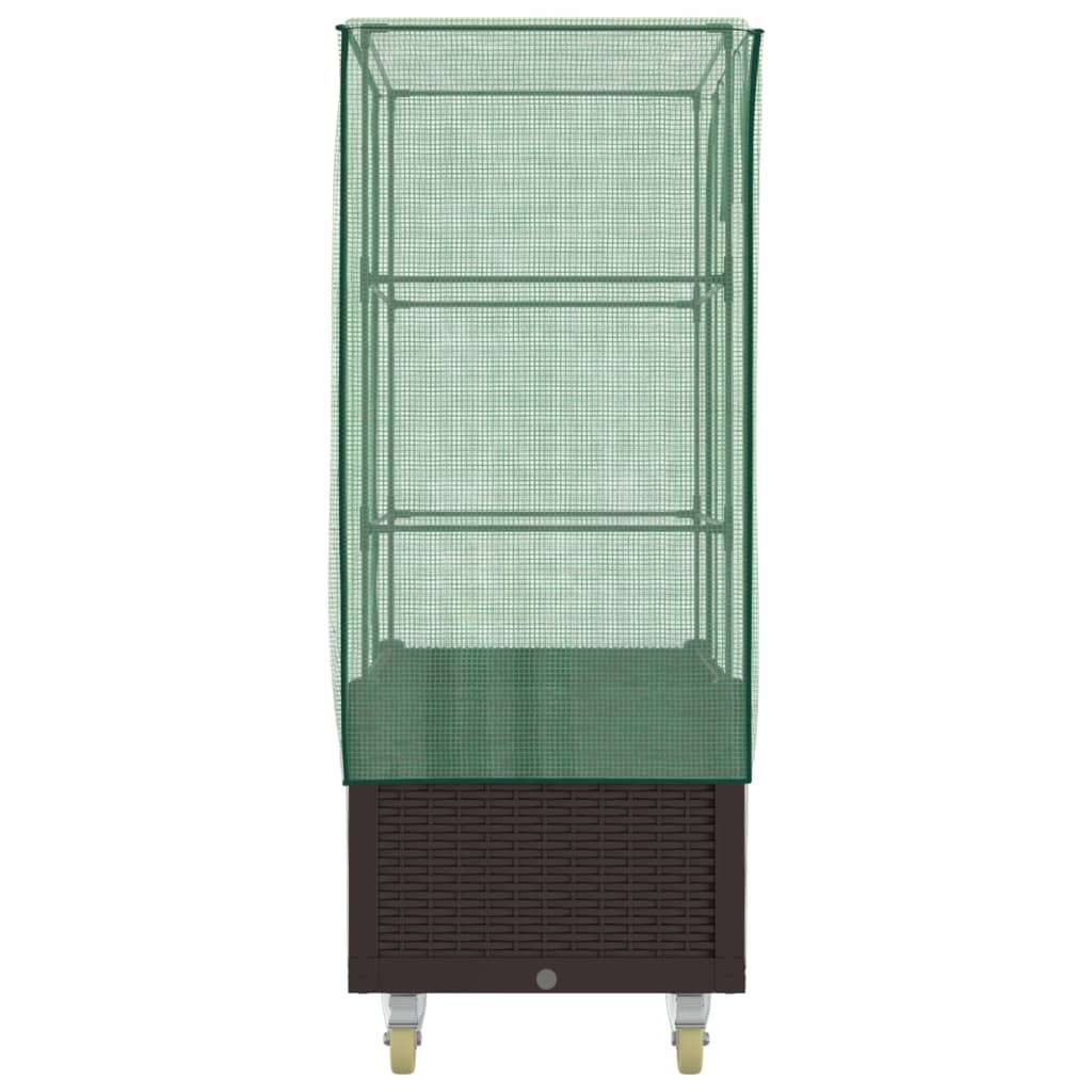 højbed med overtræk og hjul 80x50x182 cm rattan-look