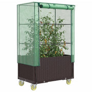 højbed med overtræk og hjul 80x50x182 cm rattan-look