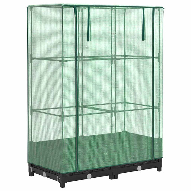 højbed med drivhusovertræk 80x40x123 cm rattan-look