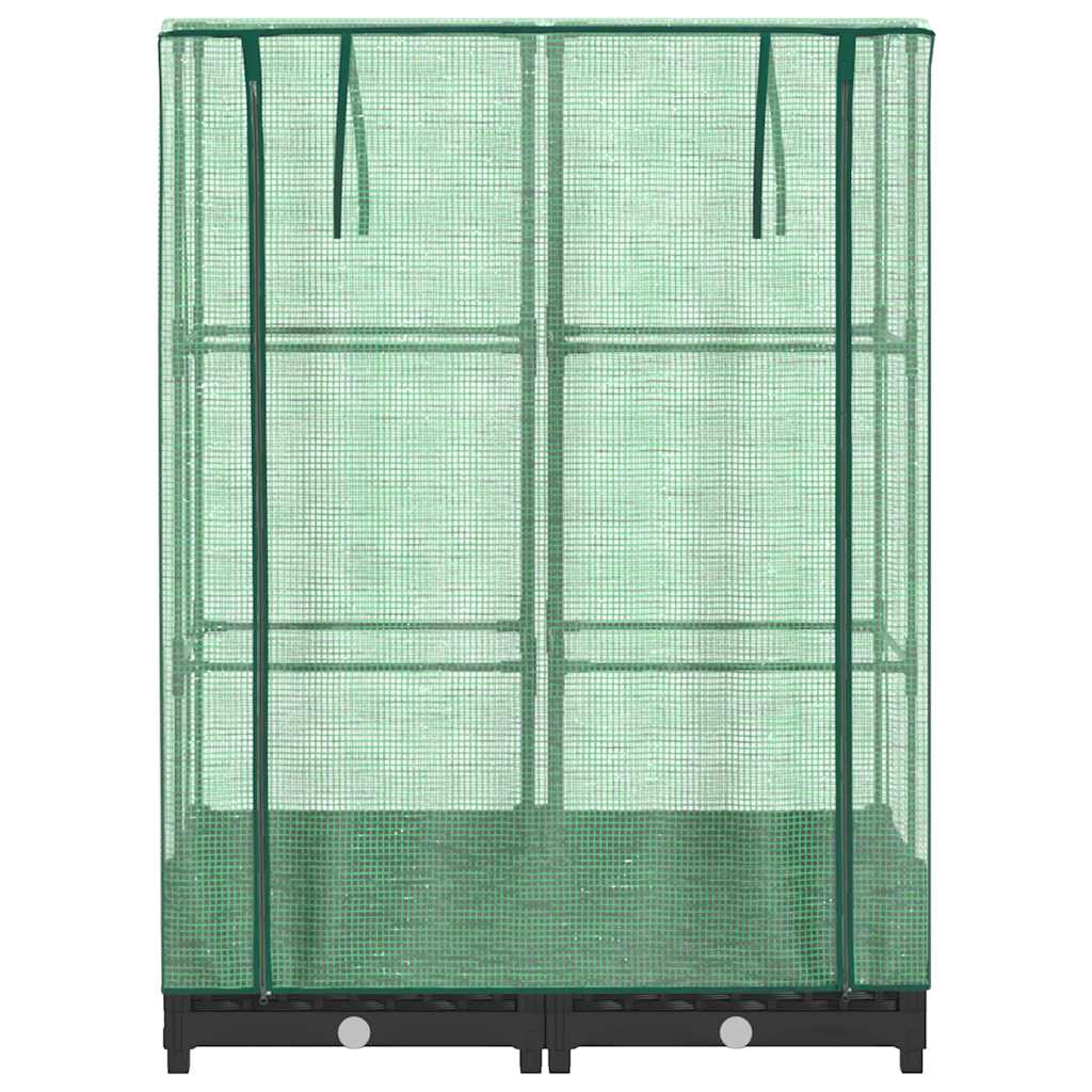 højbed med drivhusovertræk 80x40x123 cm rattan-look