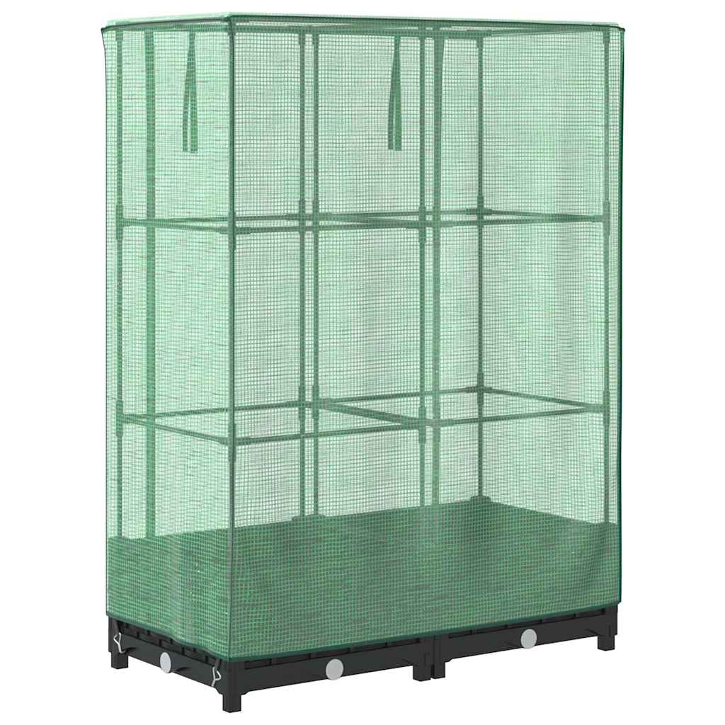 højbed med drivhusovertræk 80x40x123 cm rattan-look