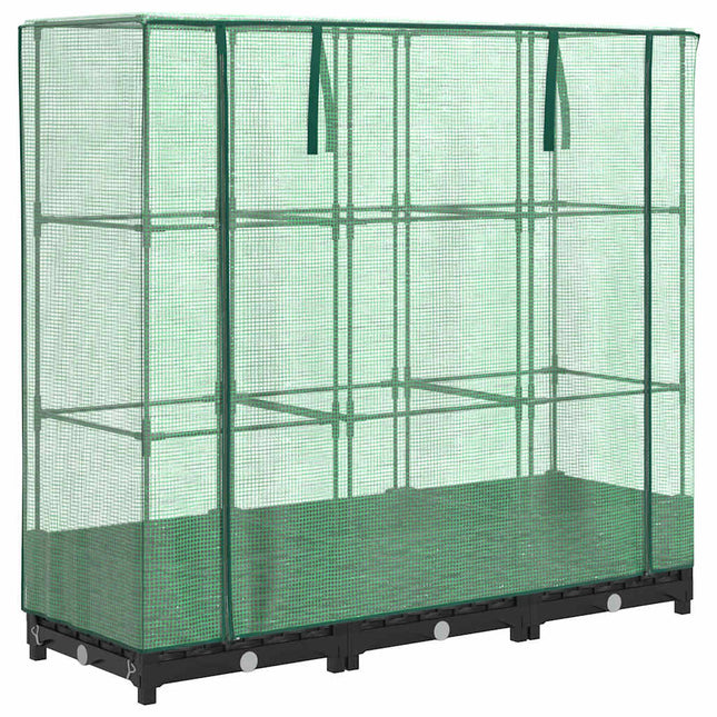 højbed med drivhusovertræk rattan-look 120x40x123 cm