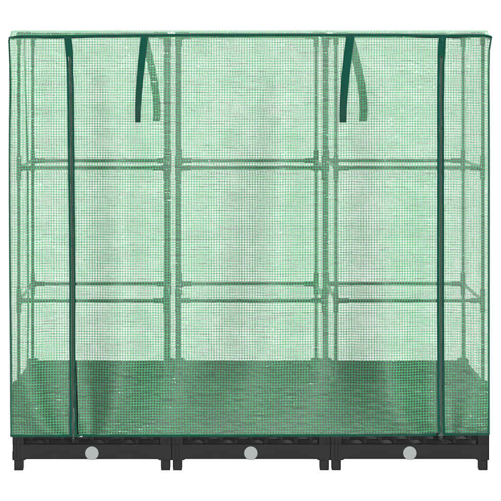 højbed med drivhusovertræk rattan-look 120x40x123 cm