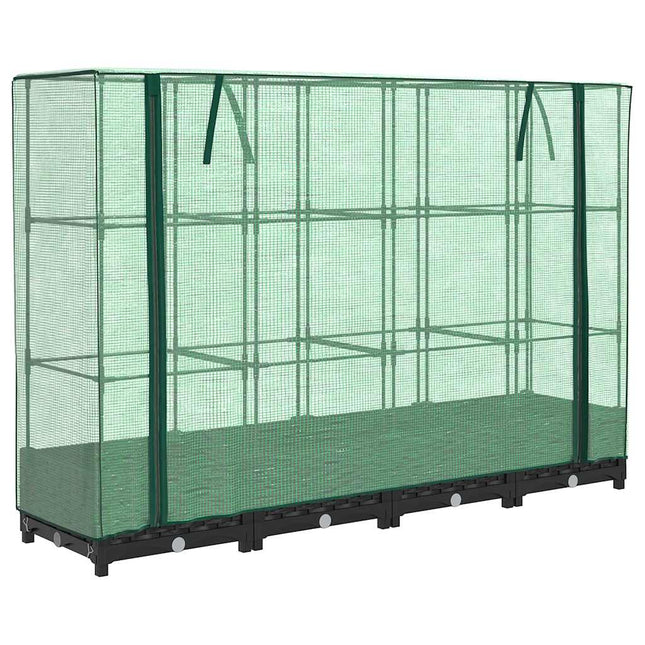 højbed med drivhusovertræk rattan-look 160x40x123 cm