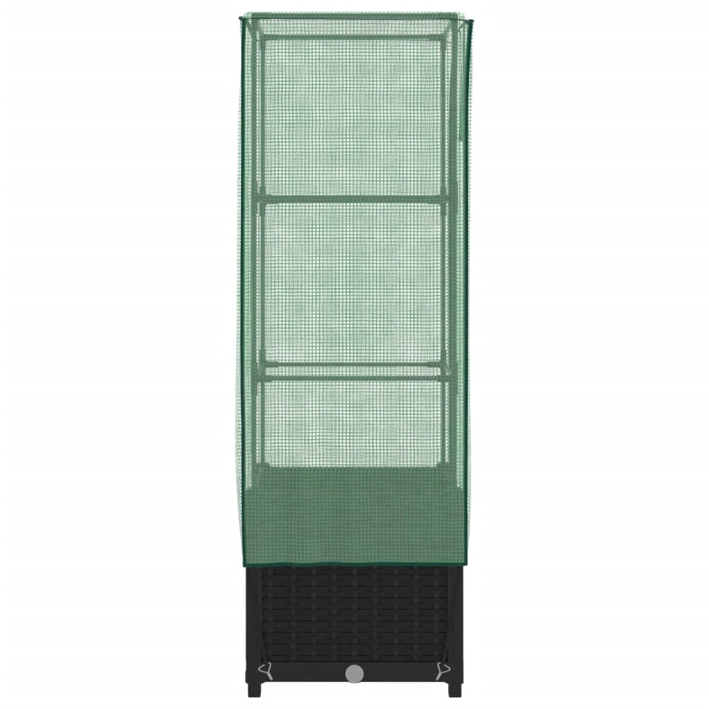 højbed med drivhusovertræk 40x40x139 cm rattan-look