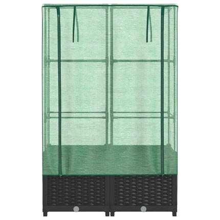 højbed med drivhusovertræk 80x40x138 cm rattan-look