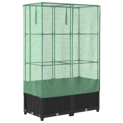 højbed med drivhusovertræk 80x40x138 cm rattan-look