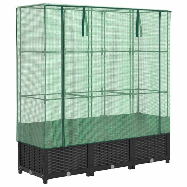 højbed med drivhusovertræk 120x40x138 cm rattan-look