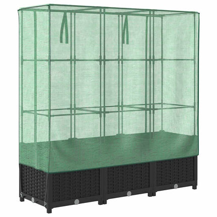 højbed med drivhusovertræk 120x40x138 cm rattan-look
