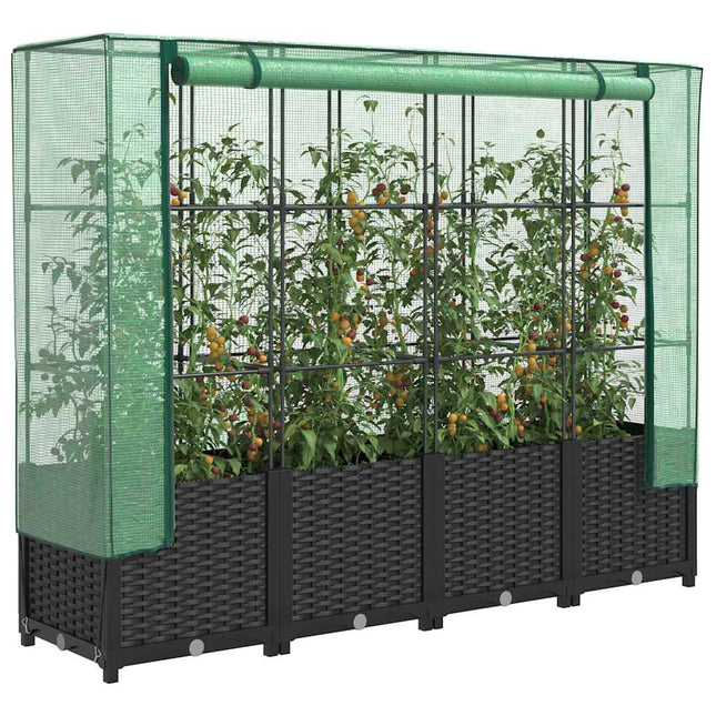 højbed med drivhusovertræk rattan-look 160x40x138 cm