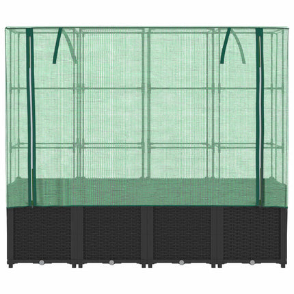 højbed med drivhusovertræk rattan-look 160x40x153 cm