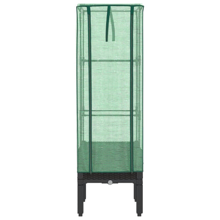 højbed med drivhusovertræk 40x40x140 cm rattan-look