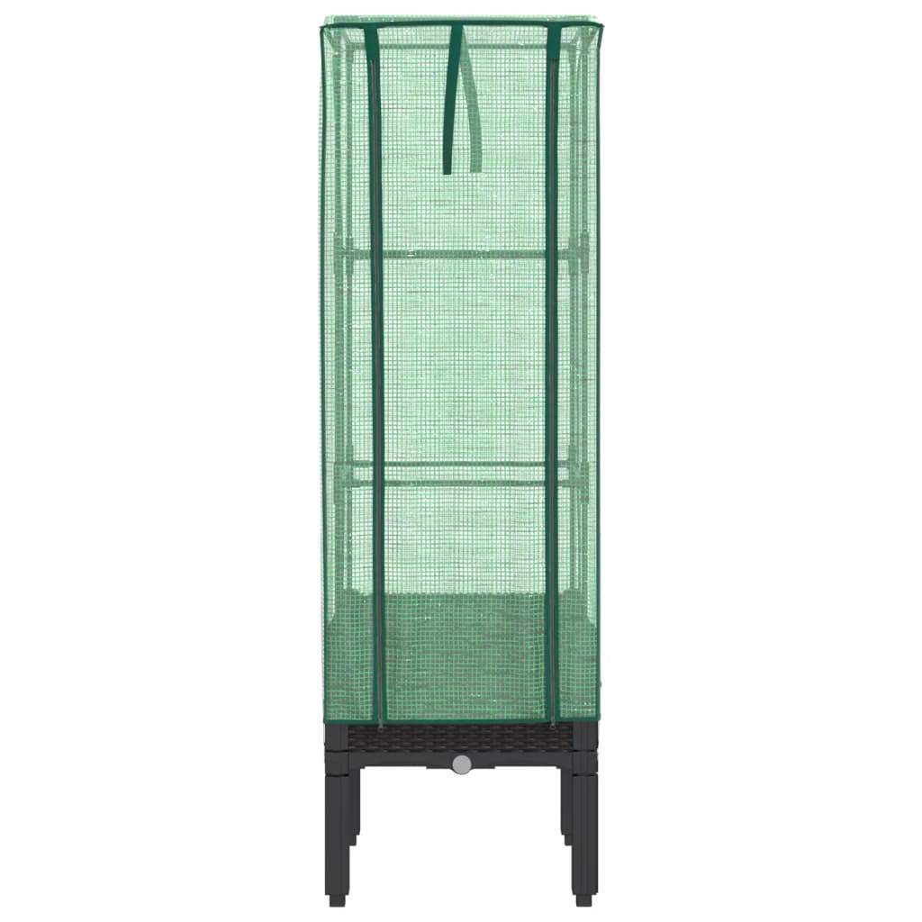 højbed med drivhusovertræk 40x40x140 cm rattan-look