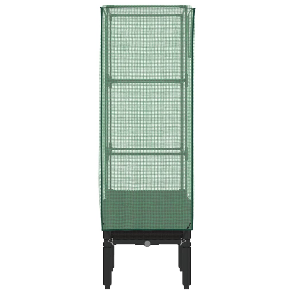 højbed med drivhusovertræk 40x40x140 cm rattan-look