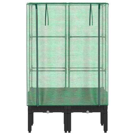 højbed med drivhusovertræk 80x40x140 cm rattan-look