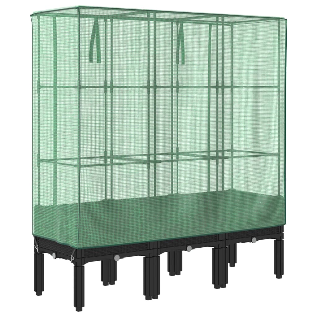 højbed med drivhusovertræk 120x40x140 cm rattan-look