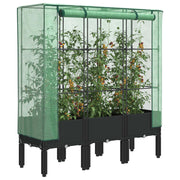 højbed med drivhusovertræk 120x40x140 cm rattan-look