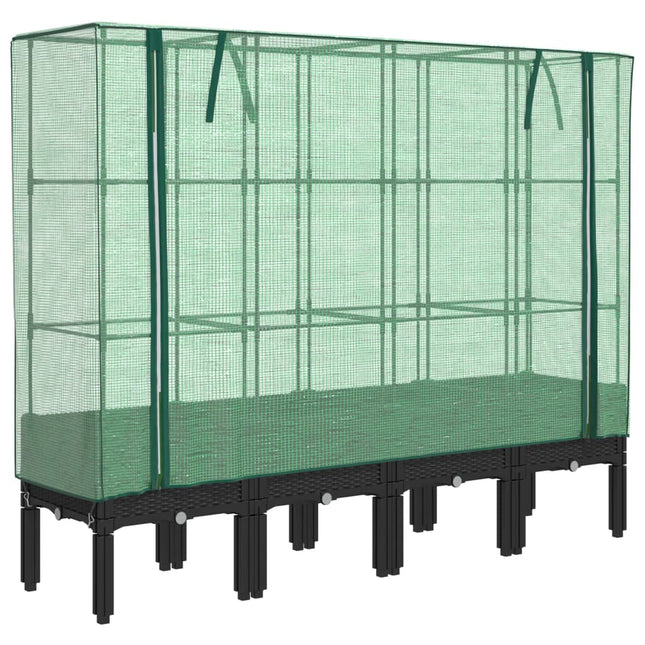 højbed med drivhusovertræk 160x40x140 cm rattan-look