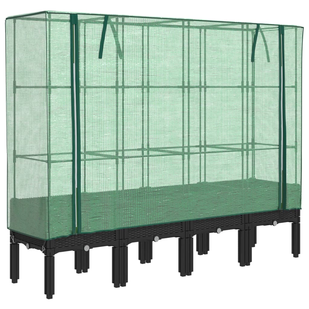 højbed med drivhusovertræk 160x40x140 cm rattan-look
