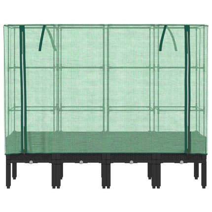 højbed med drivhusovertræk 160x40x140 cm rattan-look