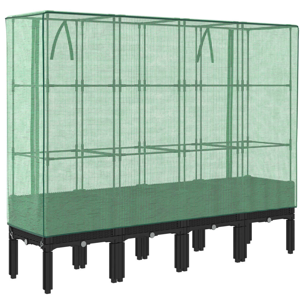højbed med drivhusovertræk 160x40x140 cm rattan-look