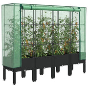 højbed med drivhusovertræk 160x40x140 cm rattan-look