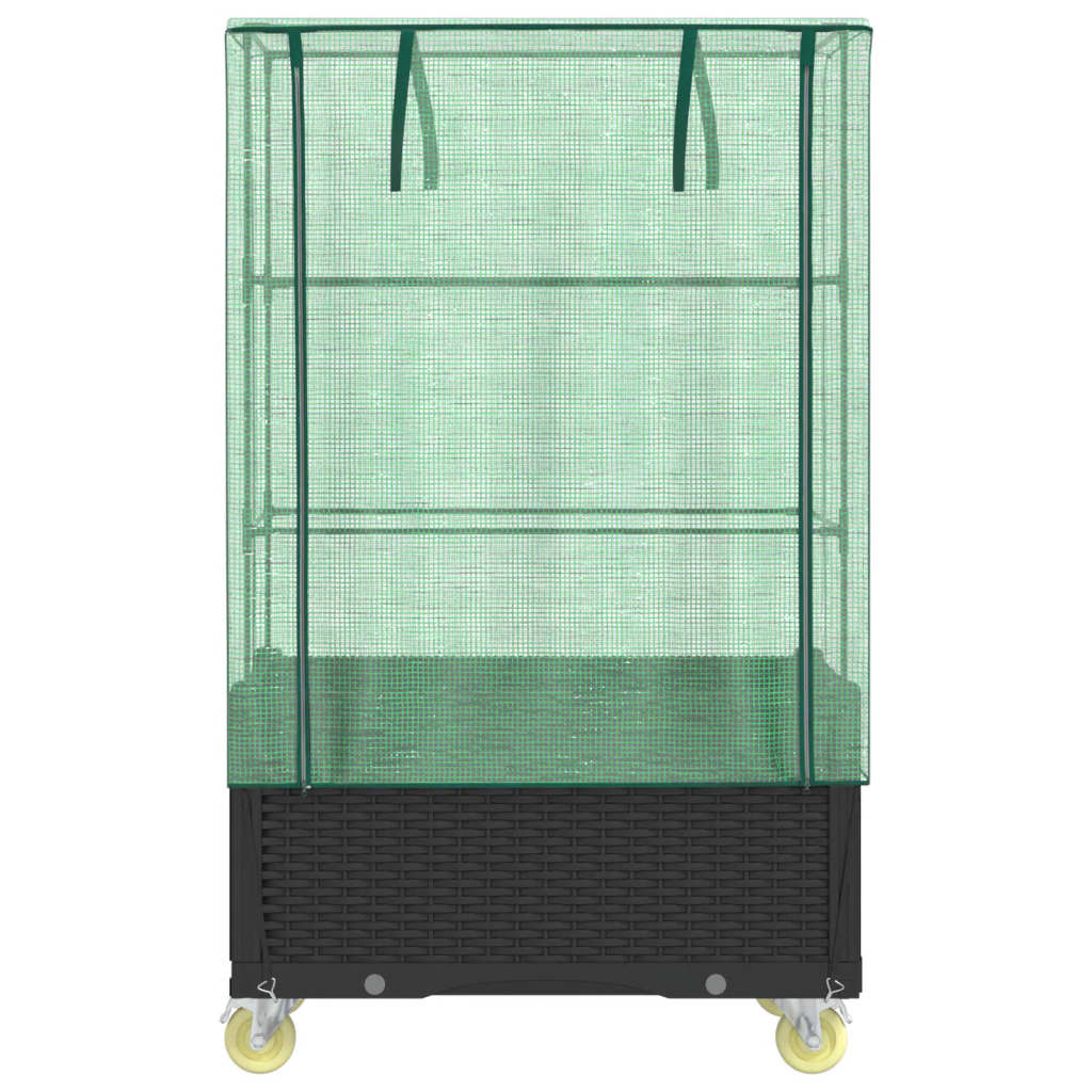 højbed med overtræk og hjul 80x50x182 cm rattan-look