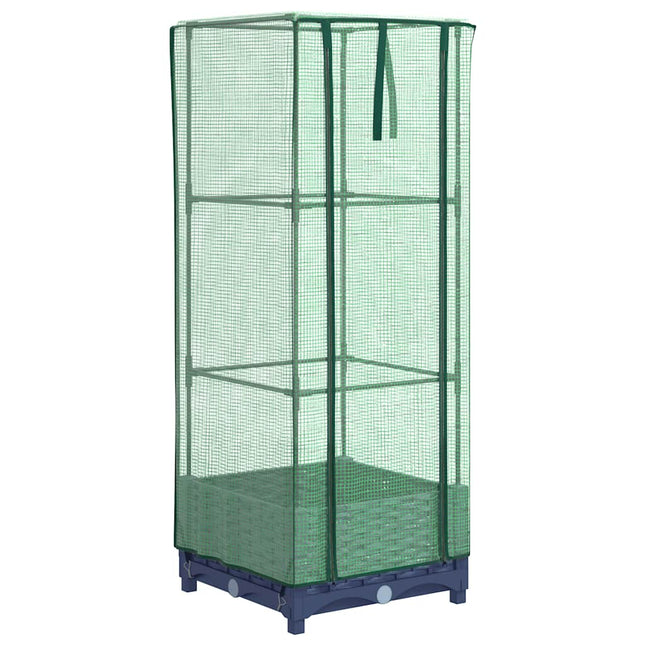 højbed med drivhusovertræk 40x40x123 cm rattan-look