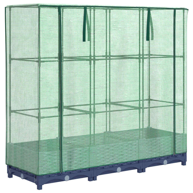 højbed med drivhusovertræk rattan-look 120x40x123 cm