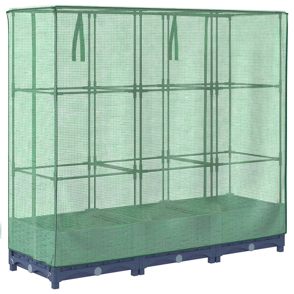 højbed med drivhusovertræk rattan-look 120x40x123 cm